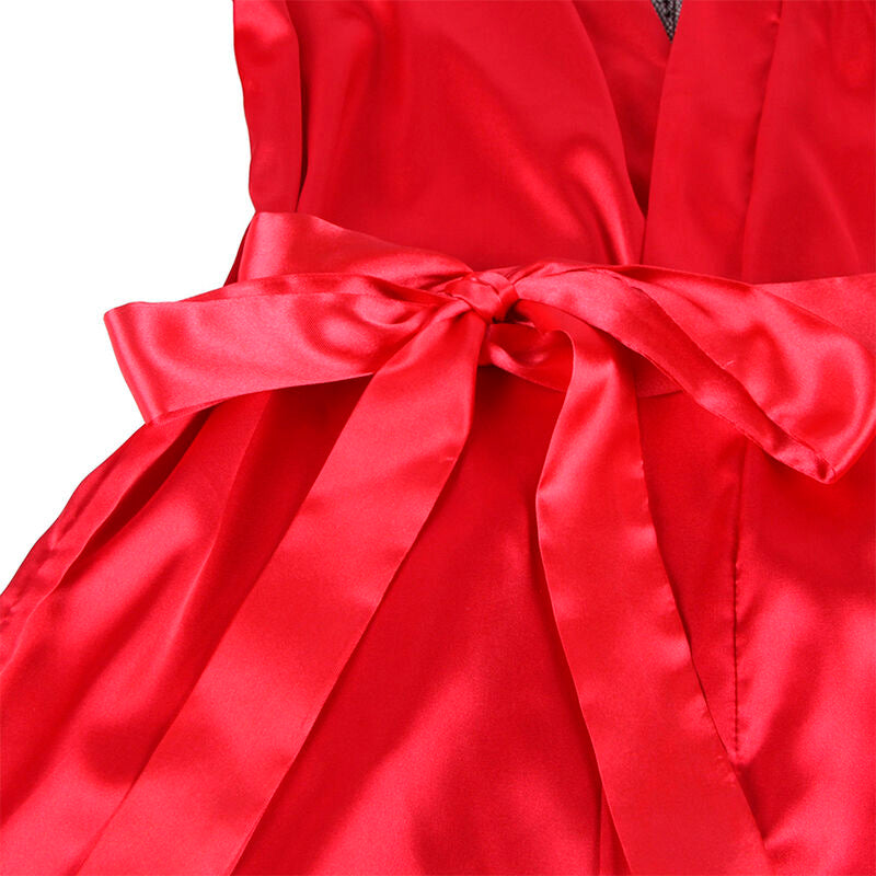 Subblime - 954024 Spitzen-Unterhemd mit Transparentem Rücken und String, Rot/Schwarz, L/XL
