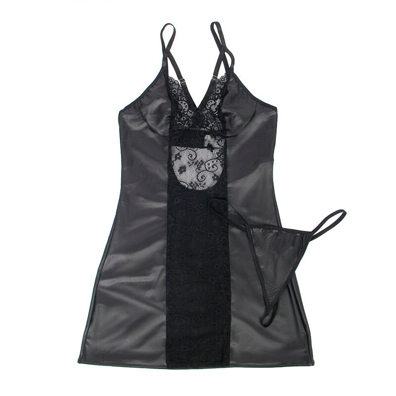 Subblime - 954178 Kleid + Tanga Leder Schwarz L/XL