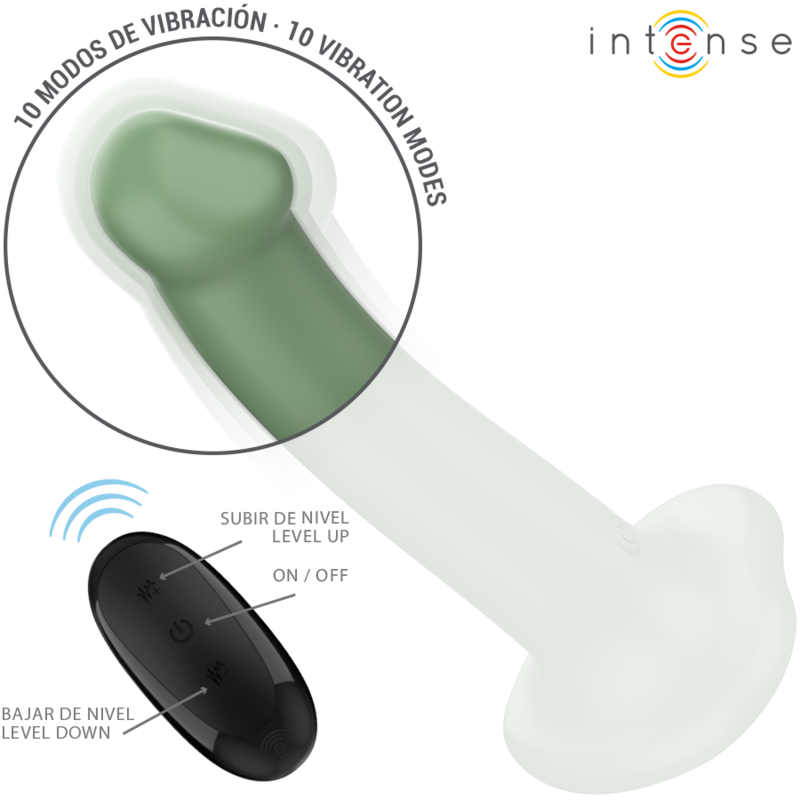 Intense - Becca Vibrator mit Saugnapf 10 Vibrationen Grüne Fernbedienung
