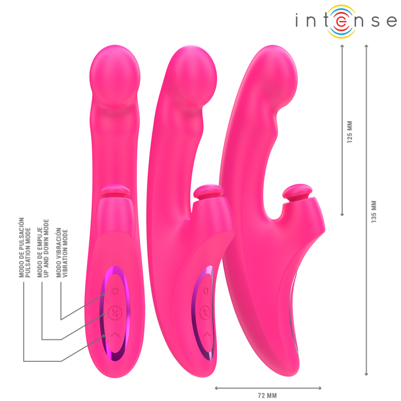 Intense - Emi Vibrator 13,5 cm Multifunktion 3 in 1 10 Vibrationen Rosa