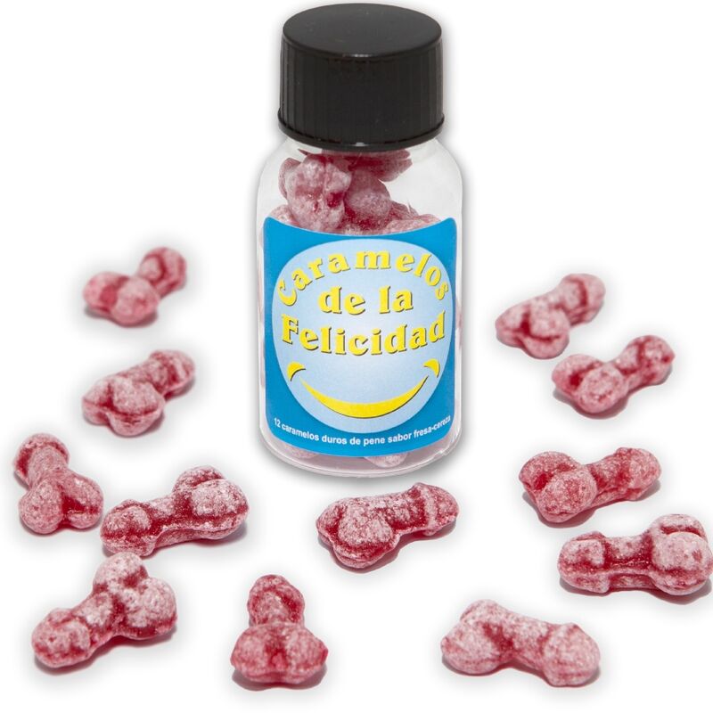 Diablo Picante ? Glas mit 12 Erdbeer-/Kirsch-Bonbons in Penisform