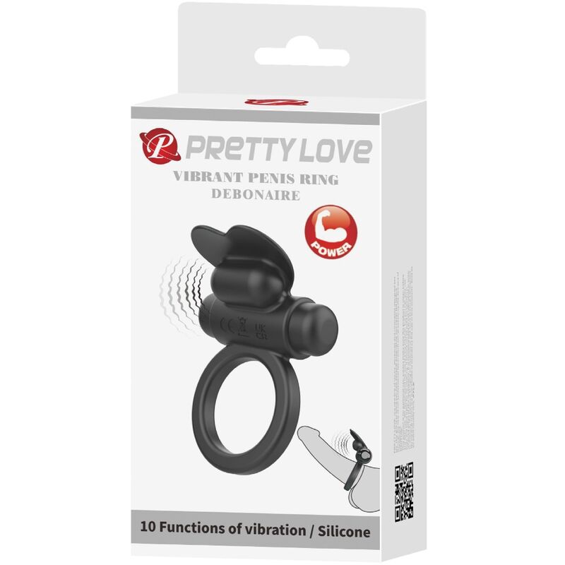 Pretty Love - Debonaire Vibrationsring Kaninchen 10 Vibrationen Schwarz
