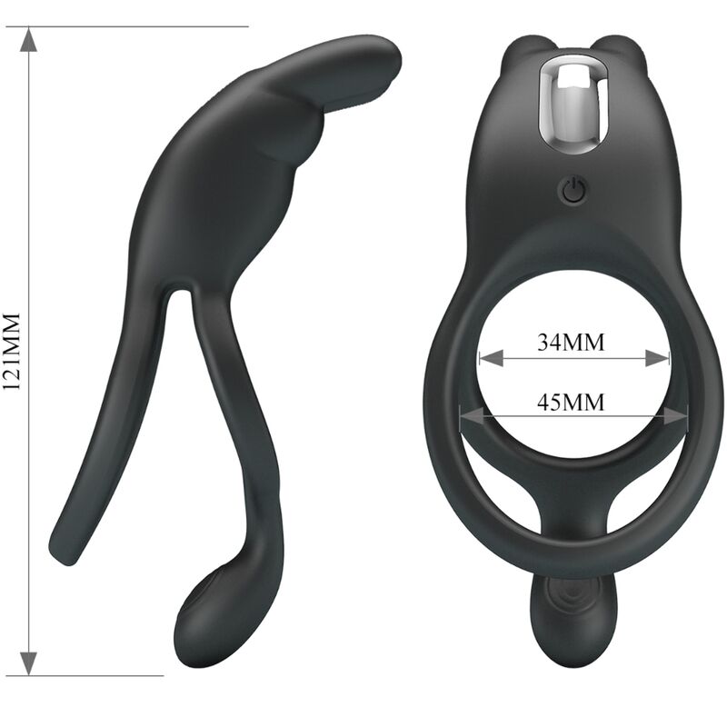 Pretty Love - Seth Doppel-Vibrationsring Rabbit 7 Vibrationen Schwarz