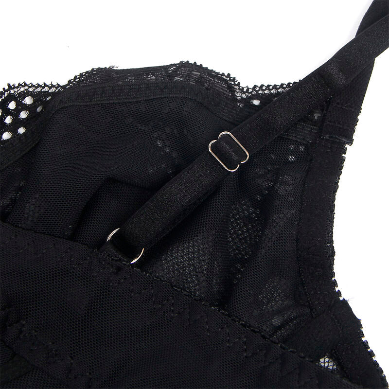 Subblime - 955625 Spitzen-Bodysuit mit Unterteilverschluss Schwarz L/XL