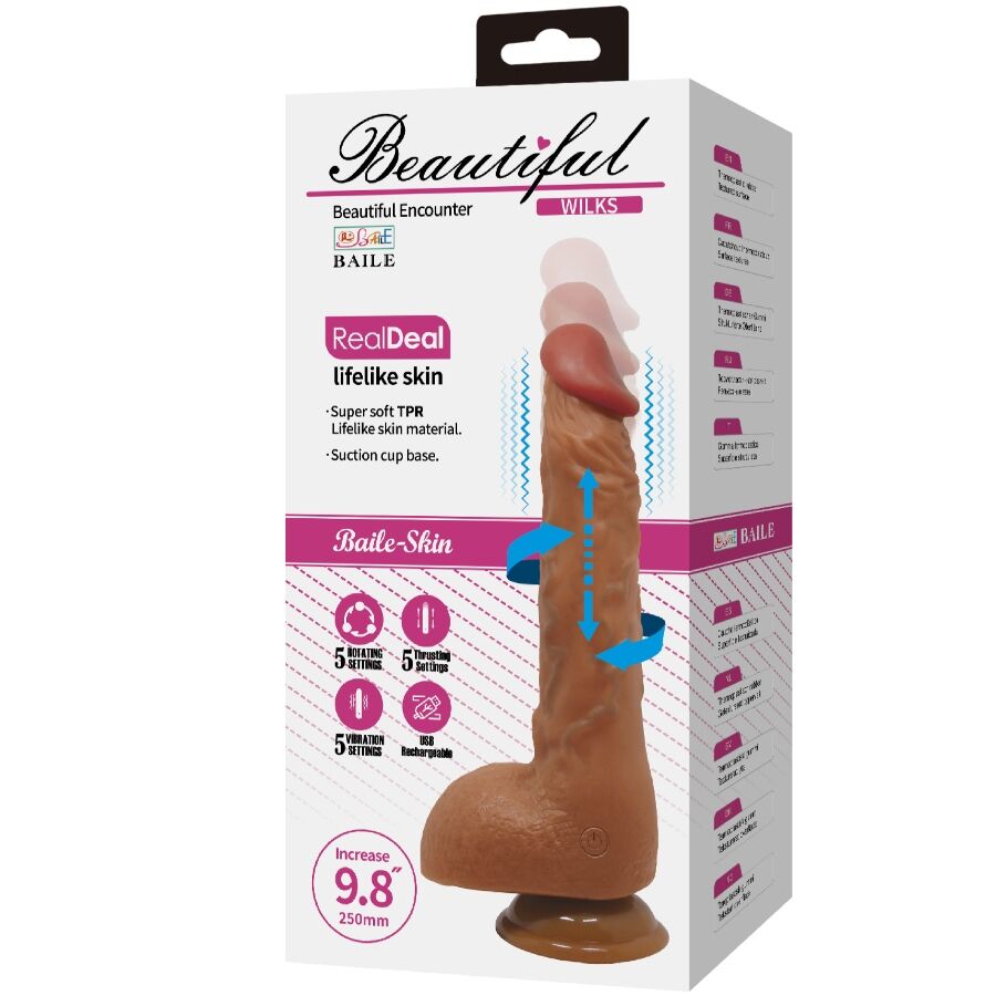 BAILE Schöner Wilks – Realistischer Vibrator 25 cm mit Vibration, Rotation & Stoßfunktion