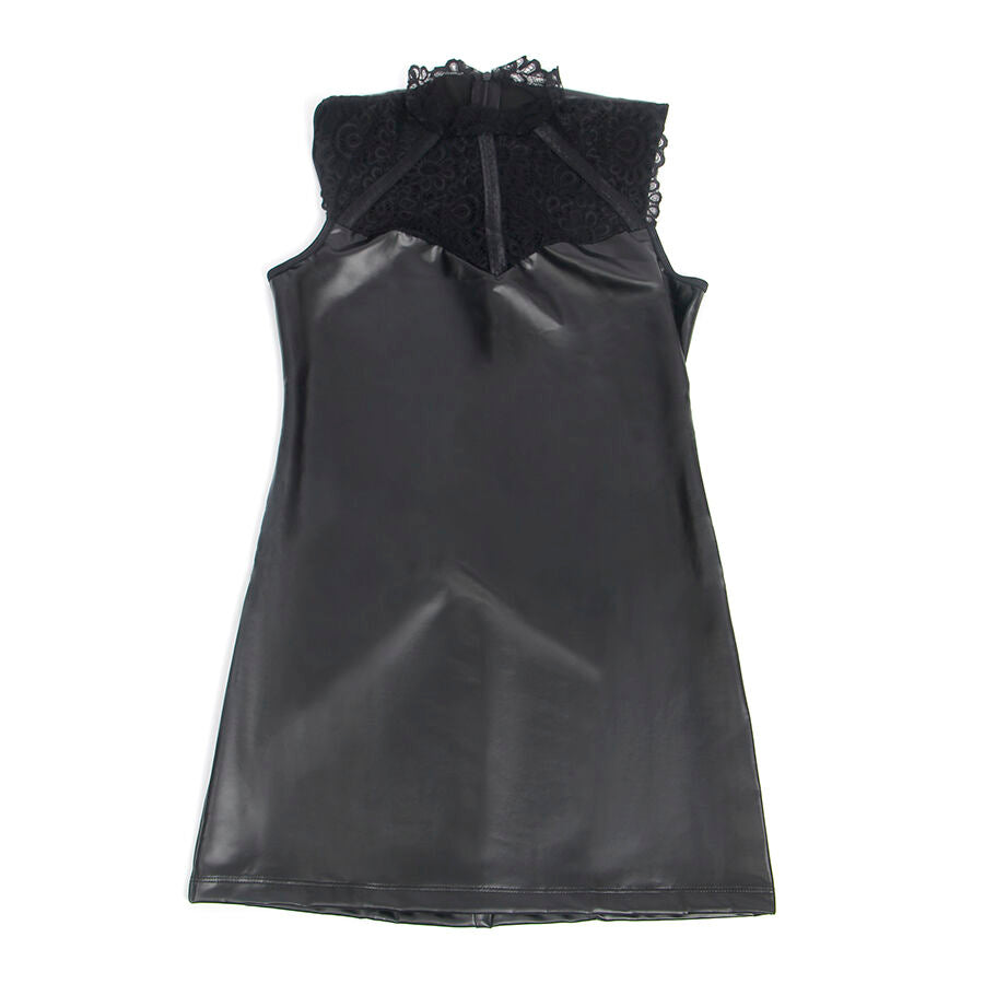 Subblime - 957544 Lederkleid mit Spitzenkragen Schwarz S/M