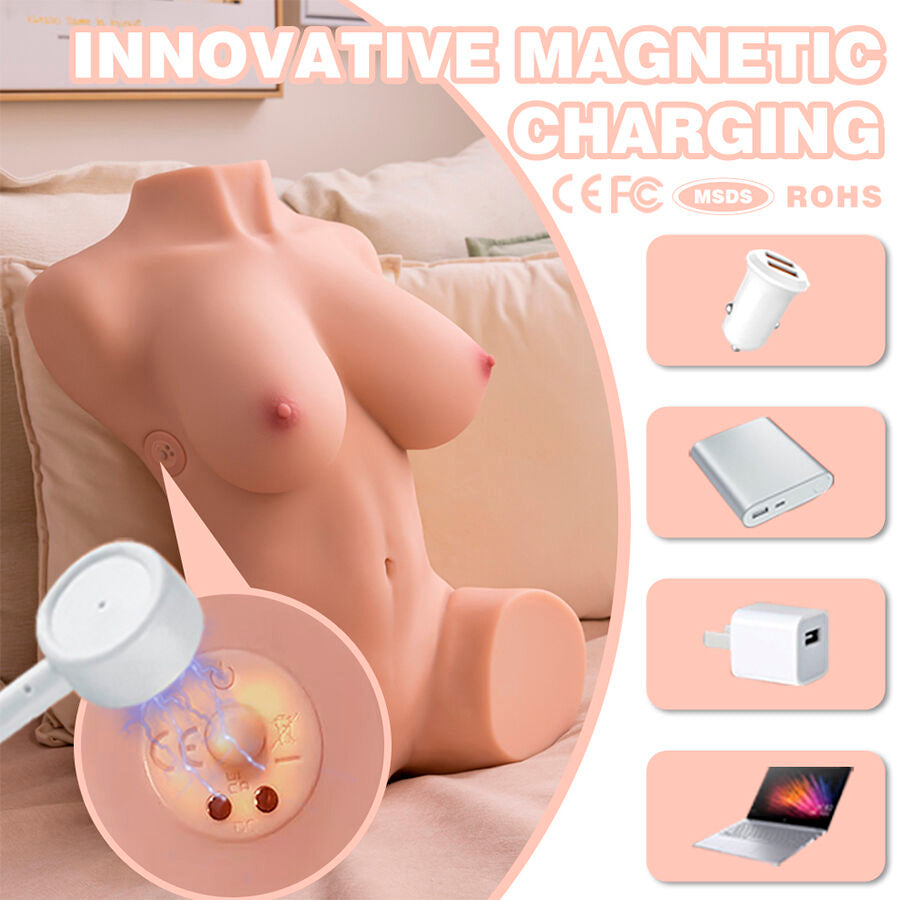 Xise - Dania - Realistischer, Vibrierender Weiblicher Torso mit Stossfähigkeiten, 52 cm