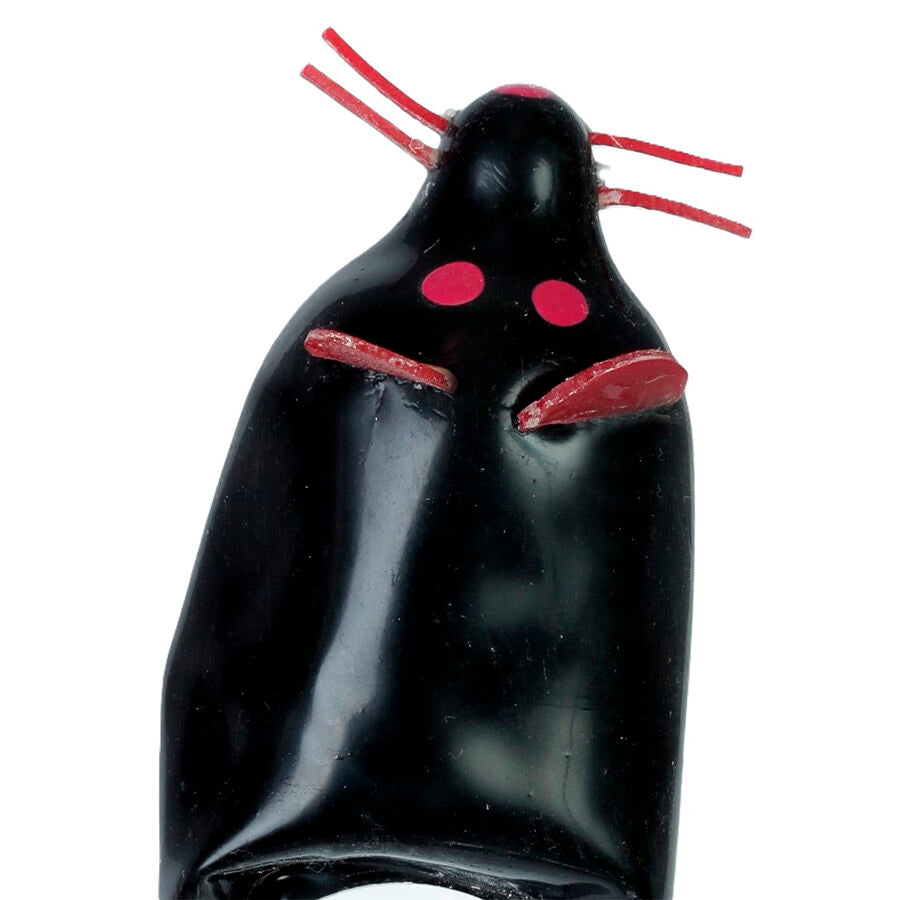 Condomerie - Handbemalte Neuheitskondome Schwarze Maus XL