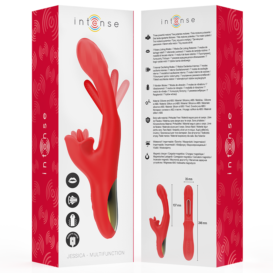 Intense - Jessica Multifunktionsvibrator Klitorisstimulation 24,8 cm Rot