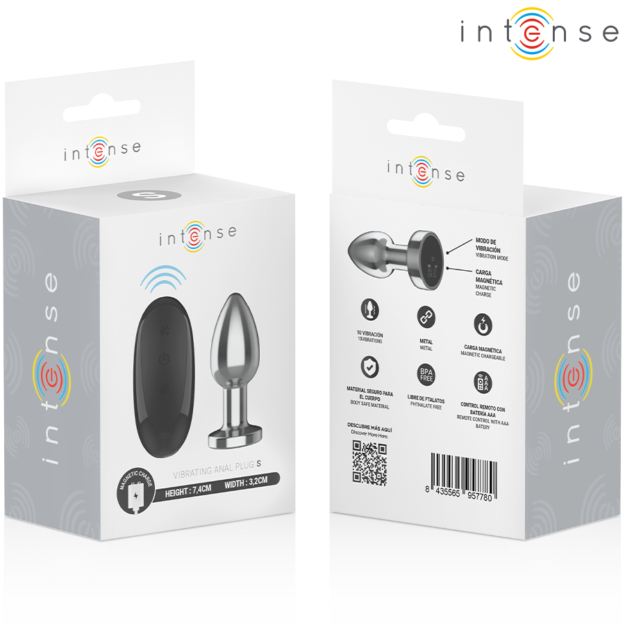 Intense - Anal Plug 10 Vibrationen Metall mit Fernbedienung S