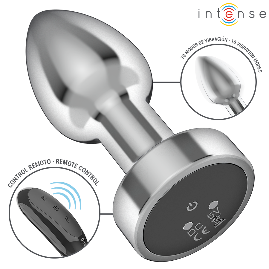 Intense - Anal Plug 10 Vibrationen Metall mit Fernbedienung S