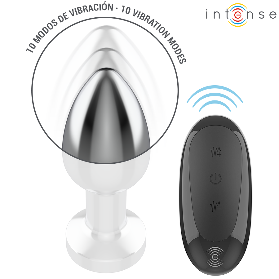 Intense - Anal Plug 10 Vibrationen Metall mit Fernbedienung M