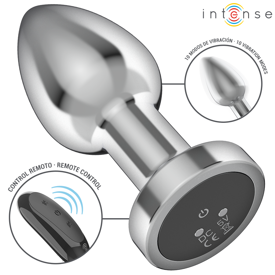 Intense - Anal Plug 10 Vibrationen Metall mit Fernbedienung M