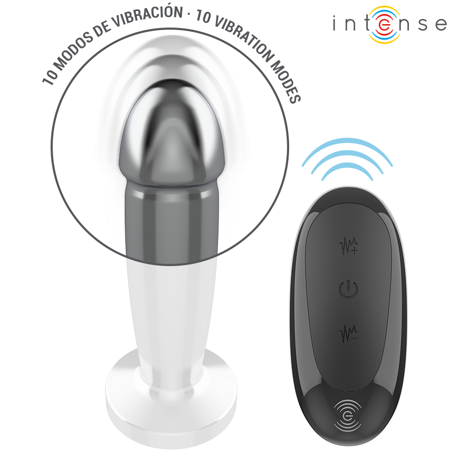 Intense - Anal Plug 10 Vibrationen Metalldildo mit Fernbedienung S