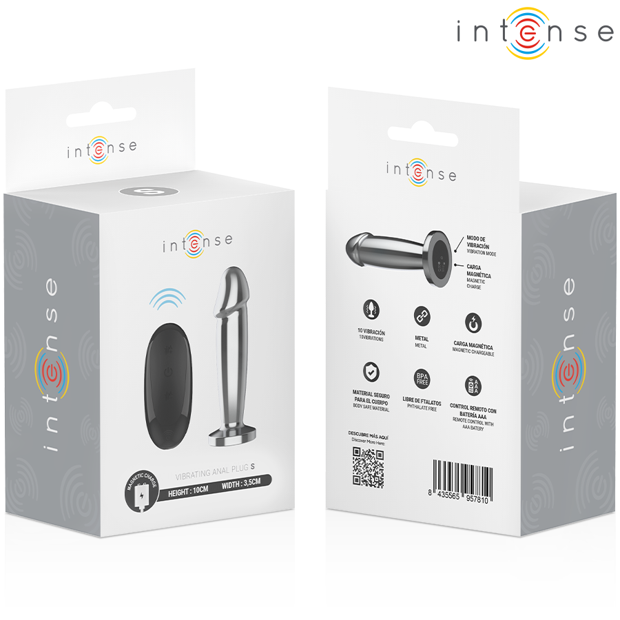 Intense - Anal Plug 10 Vibrationen Metalldildo mit Fernbedienung S
