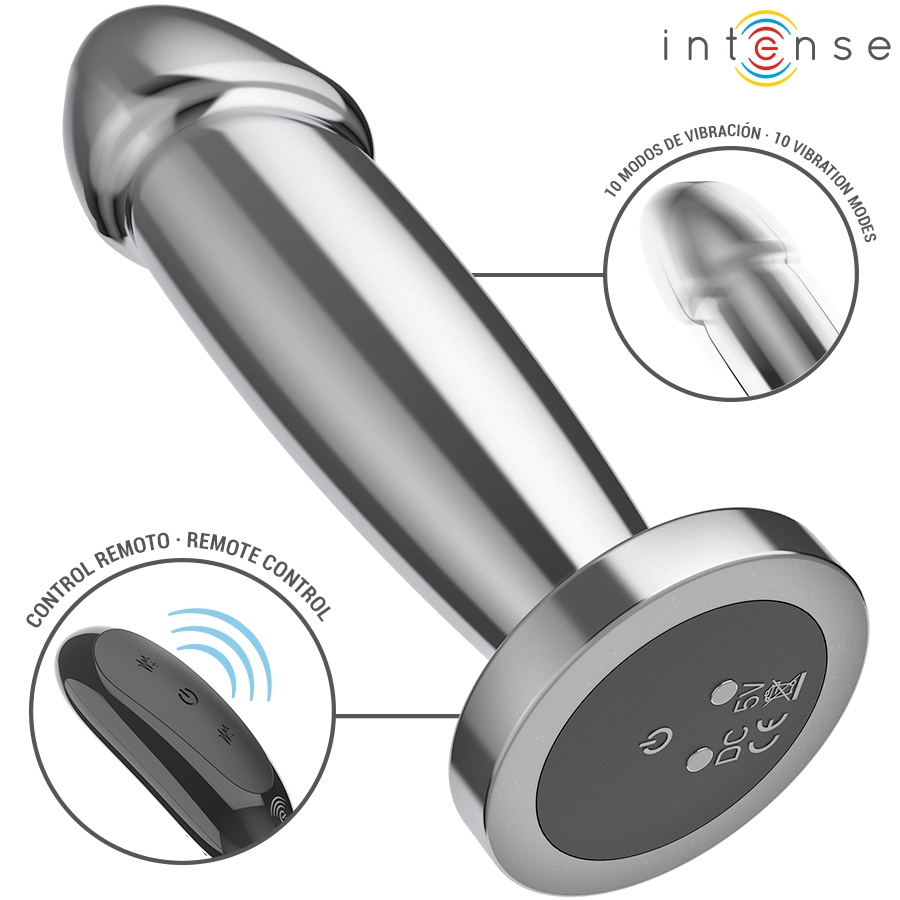Intense - Anal Plug 10 Vibrationen Metalldildo mit Fernbedienung S
