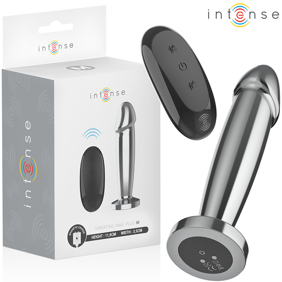 Intense - Anal Plug 10 Vibrationen Metalldildo mit Fernbedienung M