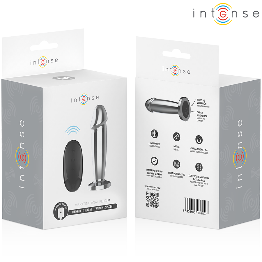 Intense - Anal Plug 10 Vibrationen Metalldildo mit Fernbedienung M