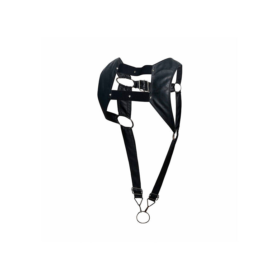 Mob - Dngeon Schwarzes Harness mit Oberem Cockring, Eine Grösse