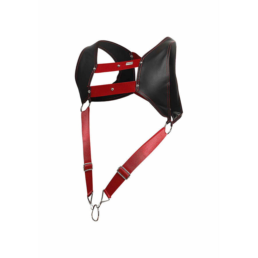 Mob - Dngeon Harness mit Rotem Penisring Eine Grösse