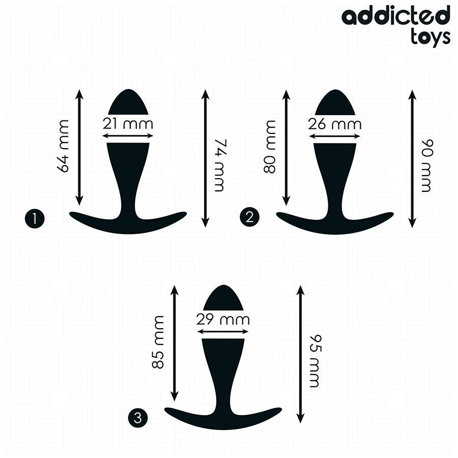 Analplug-Set 3-teilig Modell 2 Schwarz (6,4–8,5 cm)