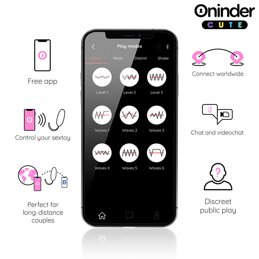 Oninder Cute – Liebe und Vergnügen: 360° Vibrierendes und Rotierendes Silikon-Ei – Kostenlose Weltweite App