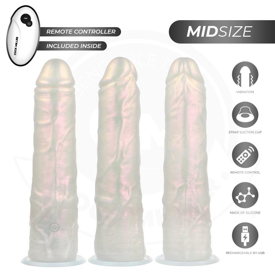 Cock Miller - Dildo mit Saugnäpfen, Lichtern und Vibration mit Fernbedienung Weiss 20,5 cm
