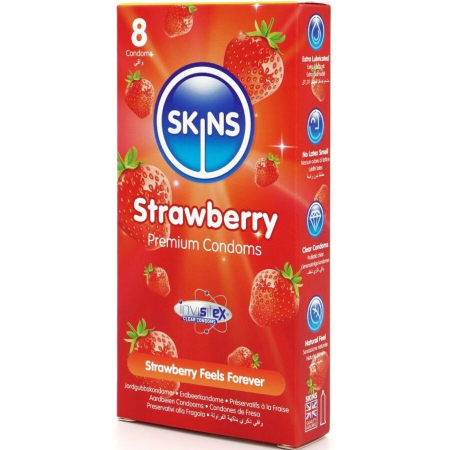 Skins - Erdbeere Premium-Kondome Packung 8