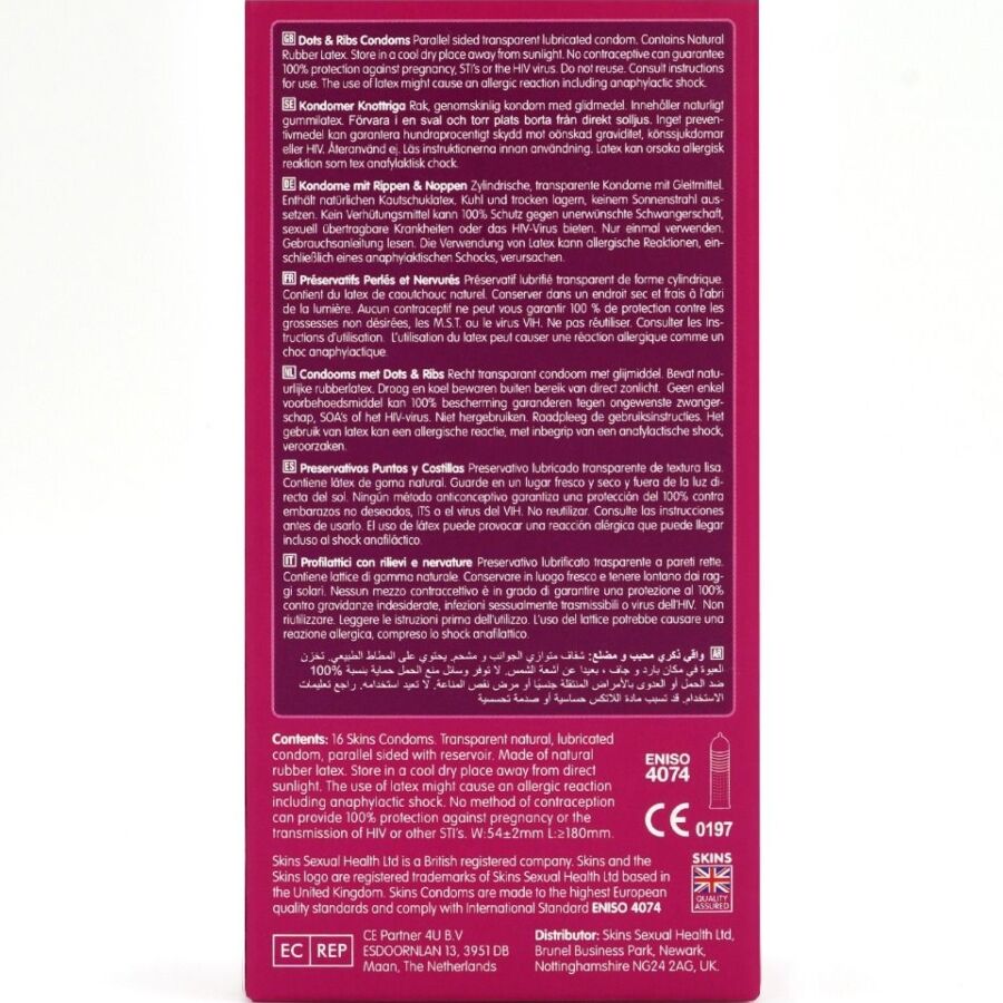 Skins - Dots & Ribs Premium-Kondome Packung 16