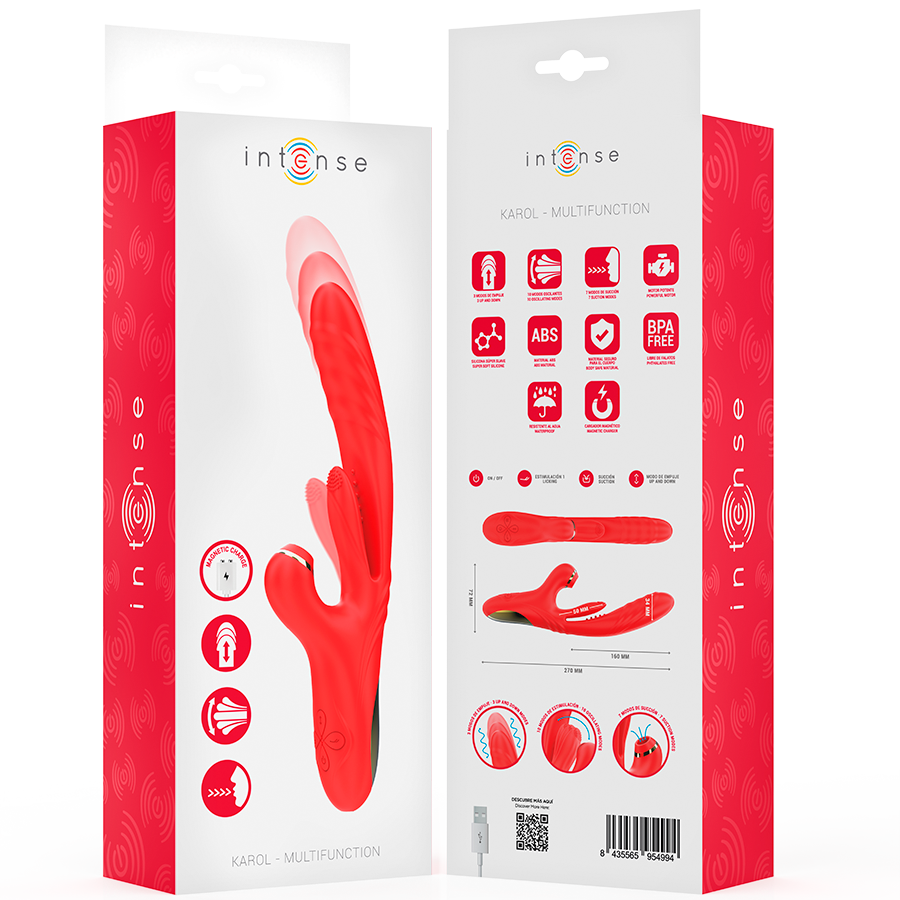 Intense - Karol Multifunktionsvibrator Stoss & Stimulation & Stimulierende Wellen Rot