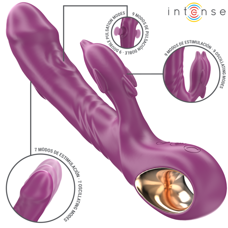 Intense - Halle Multifunktionsvibrator mit Delfin-Stimulierender Zunge Lila