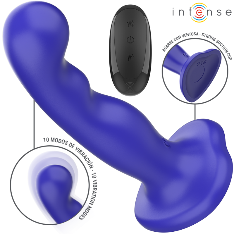 Intense - Shorty Vibrator mit Saugnäpfen Blau Fernbedienung