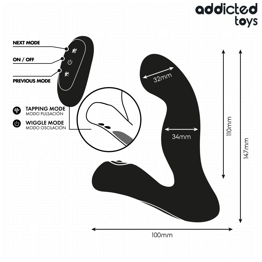 Addicted Toys – Oszillierender Prostatamassagegerät mit Pulsationsmodus-Fernbedienung