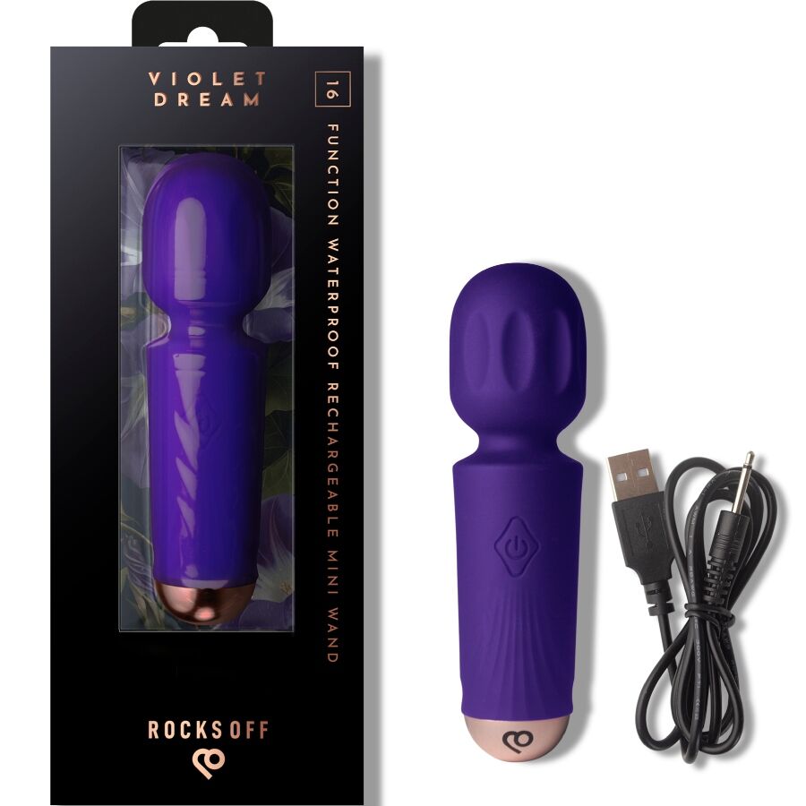 Rocks-Off - Mini-Aufladbarer Stab mit 16 Funktionen Violet Dream