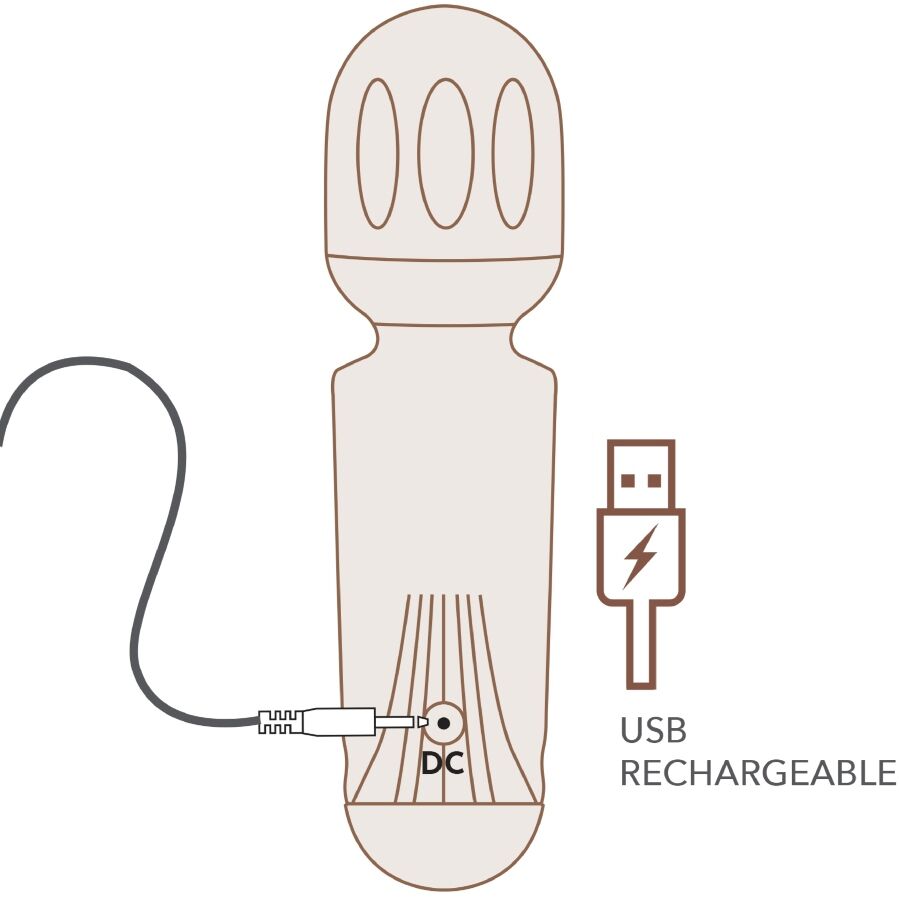 Rocks-Off – Wiederaufladbarer Mini-Zauberstab mit 16 Funktionen, Azaleenrot