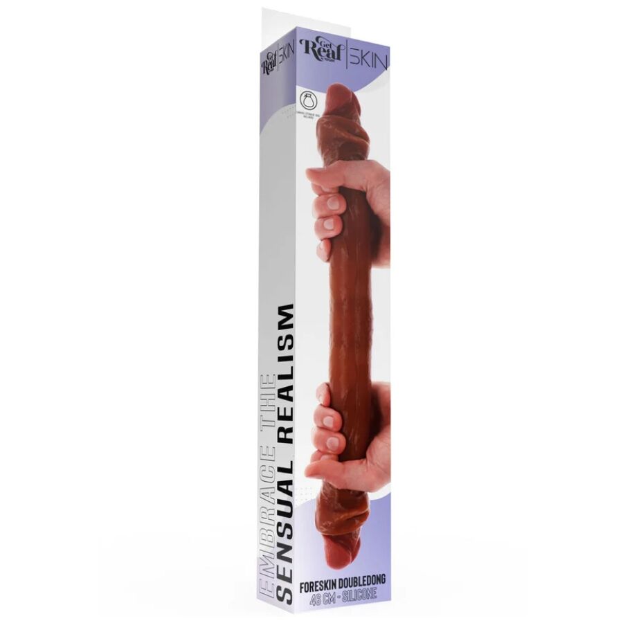 Get Real - Doppelendes Silikon-Dildo Karamell 46 cm