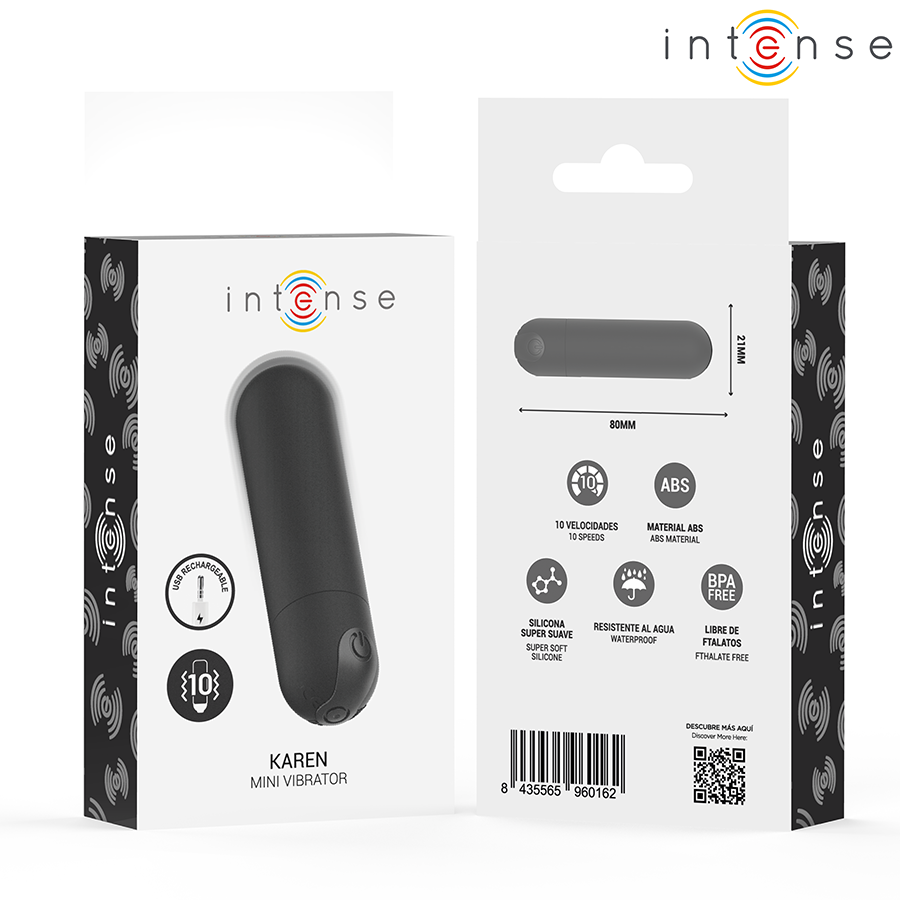 Intense - Karen Mini Wiederaufladbarer Vibrationskugel Schwarz