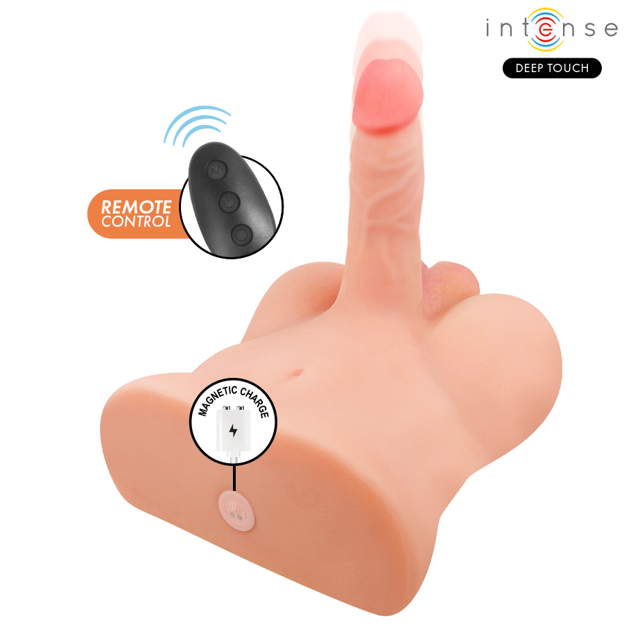 Intense Deep Touch - Damien-Torso mit Realistischem Dildo mit Druck- und Vibrationsfunktion, Fernbedienung, 3,5 kg