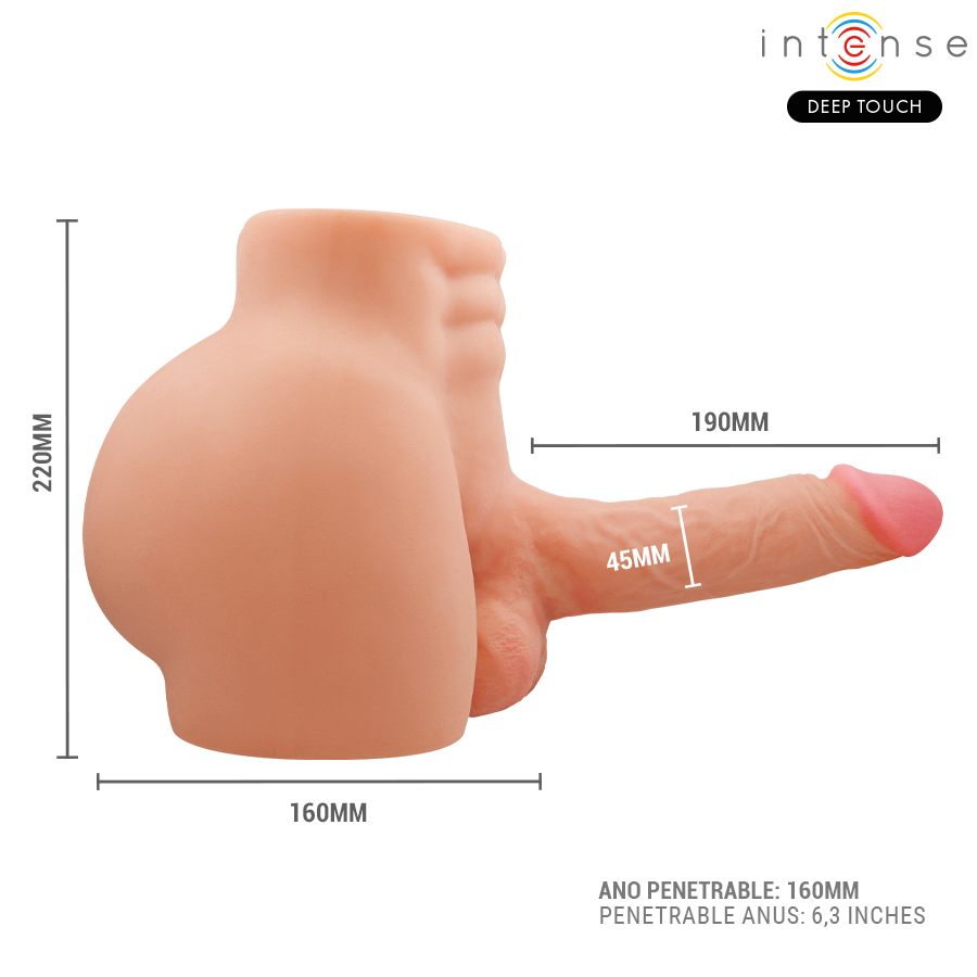 Intense Deep Touch - Richie-Torso mit Anus und Realistischem Dildo mit Druck- und Vibrationsmöglichkeiten, Fernbedienung, 4,7 kg