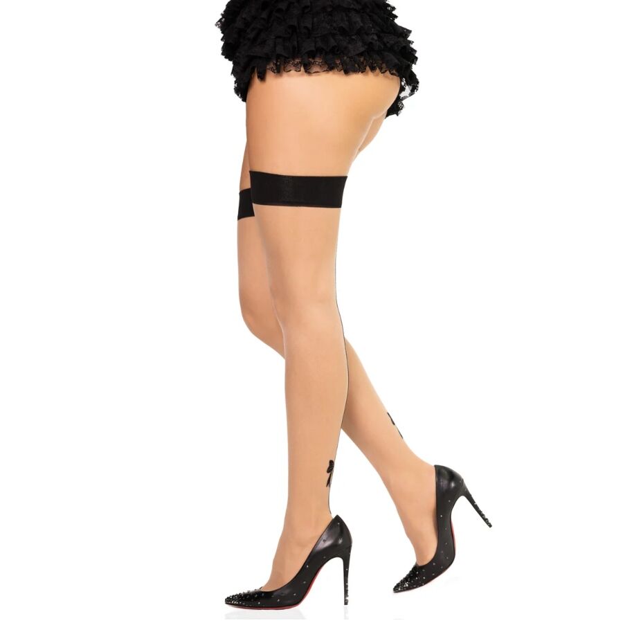 Leg Avenue - 1963 Spandex-Strümpfe mit Nähten im Hinterteil, Schwarz - Einheitsgrösse