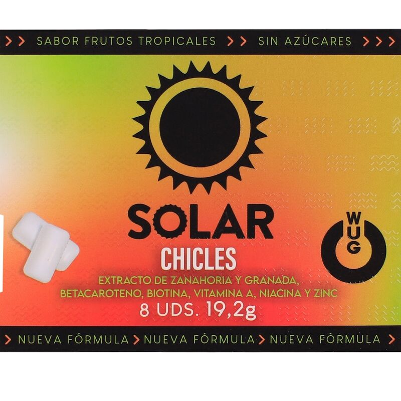 Wug Solar – Funktionelles Vitamin – und Zink – Kaugummi mit Tropischem Fruchtgeschmack, 8 Stück Pro Blisterpackung