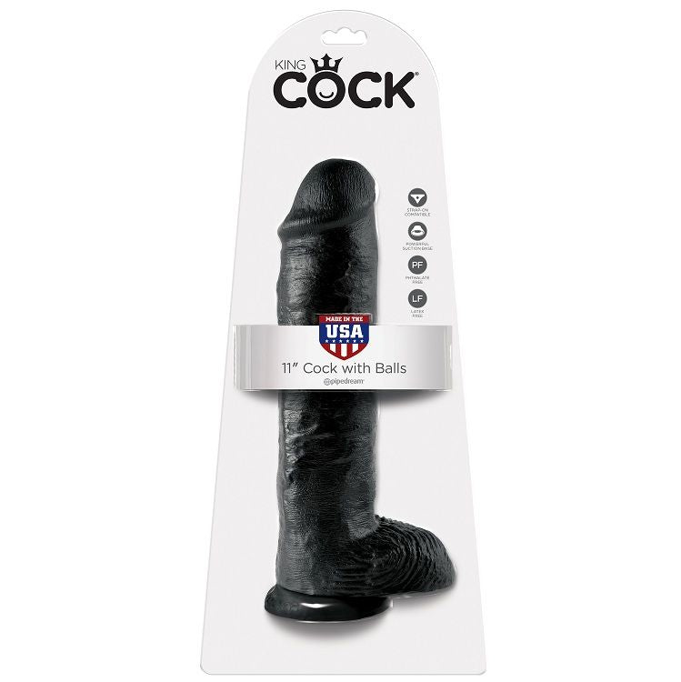 King Cock - 11 Dildo Schwarz mit Eier 28 cm