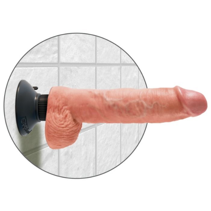 King Cock - Vibrierender Dildo mit Hoden 25.5 cm Natürliche Farbe