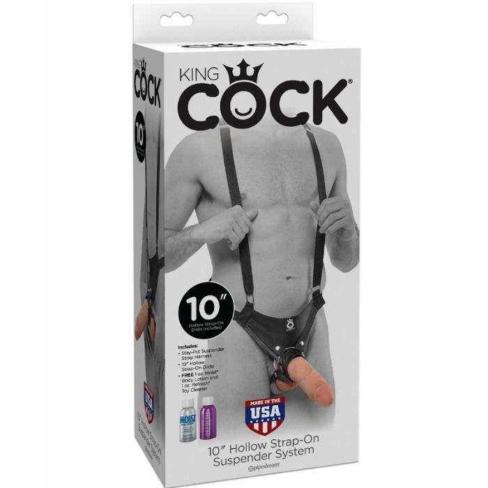 King Cock - 25,5 cm Hollow Strap-On Suspender System Flesh