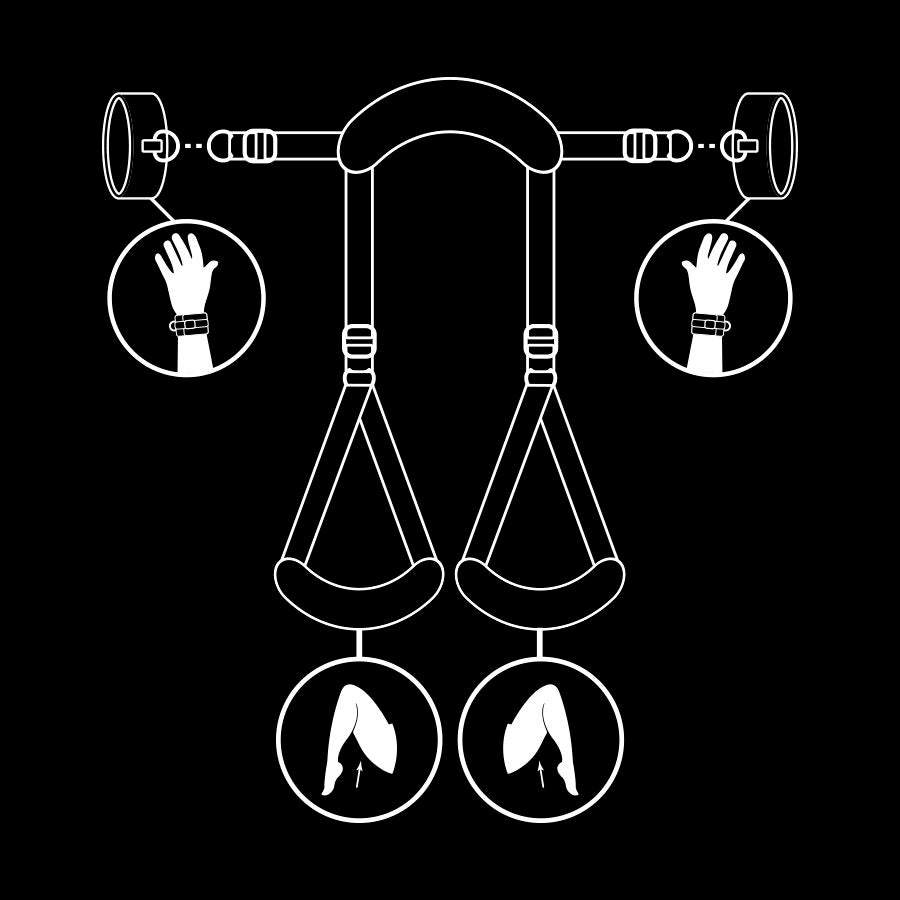 Fetish Submissive - Position mit Offenen Beinen und Handschellen mit Noprene-Futter