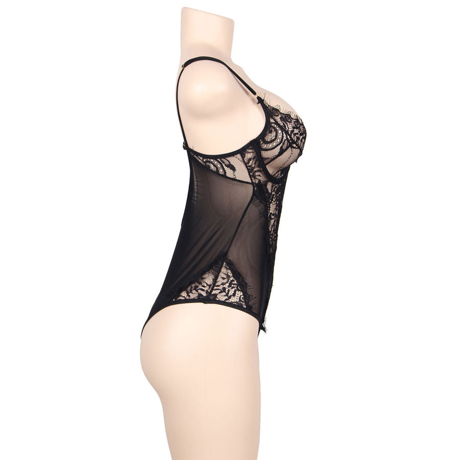 Subblime - Queen plus Floral Lace und Fringed Black Teddy