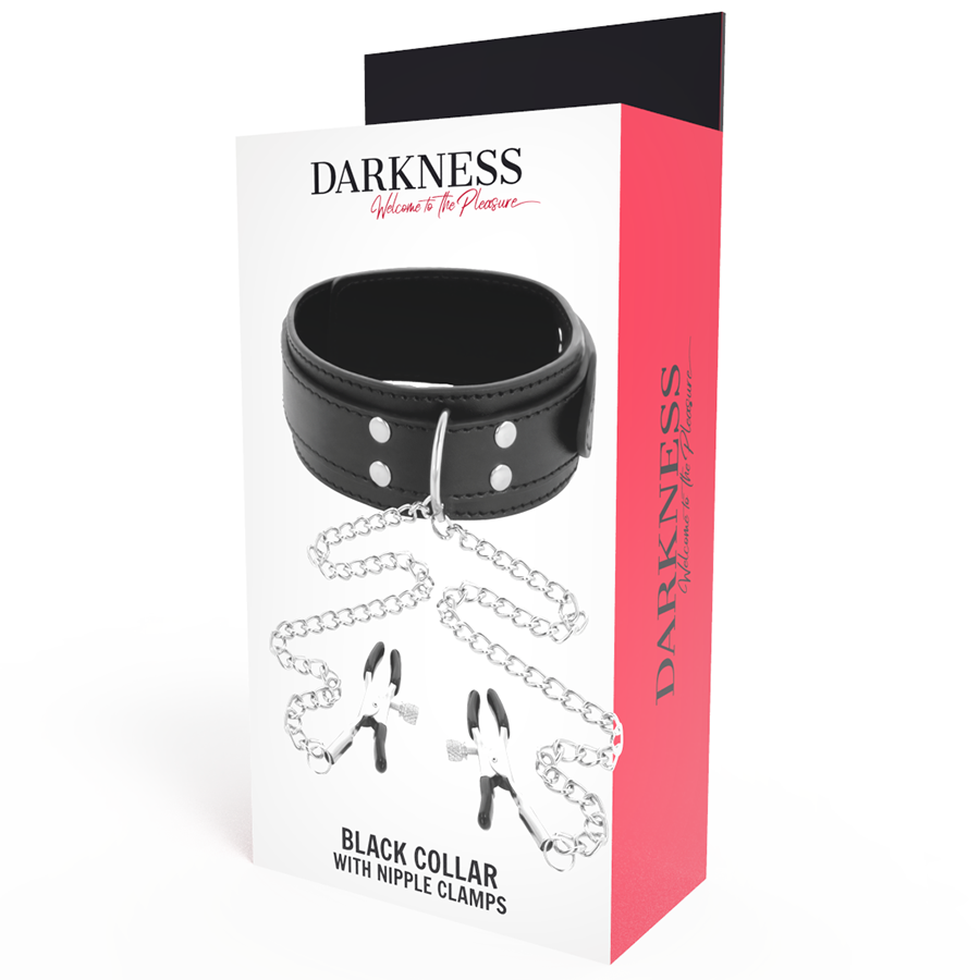 Darkness - Halsband mit Nippelklammern Schwarz