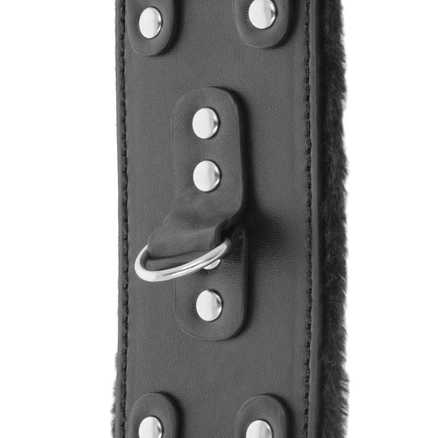 Darkness - Schwarze, Verstellbare Lederhandschellen mit Futter