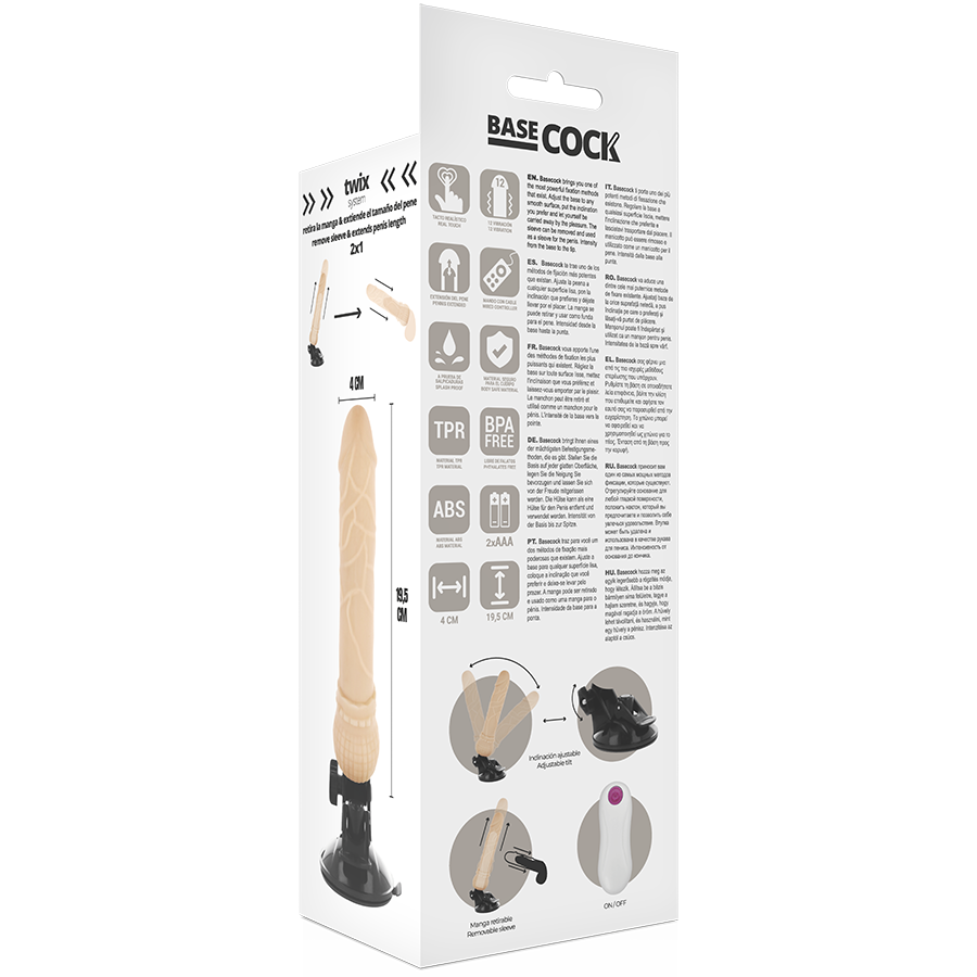 Basecock - Realistischer Natürlicher Fernbedienungsvibrator 19.5 cm-x-4 cm