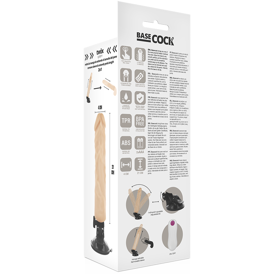 Basecock - Realistischer Vibrator mit Fernbedienung Naturweiss 21 cm-x-4 cm